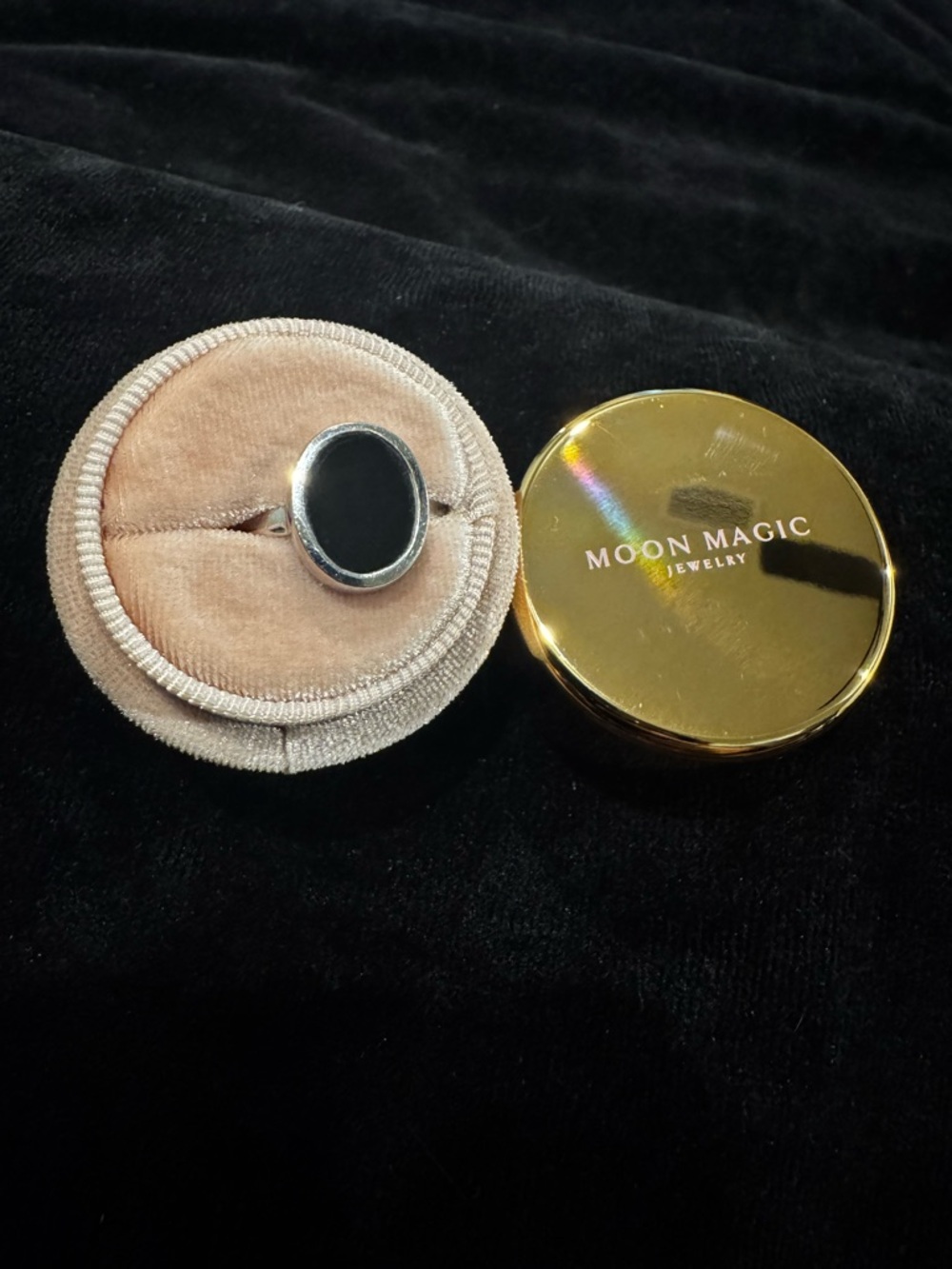 Moon Magic Black Onyx Oval Sterling Ring